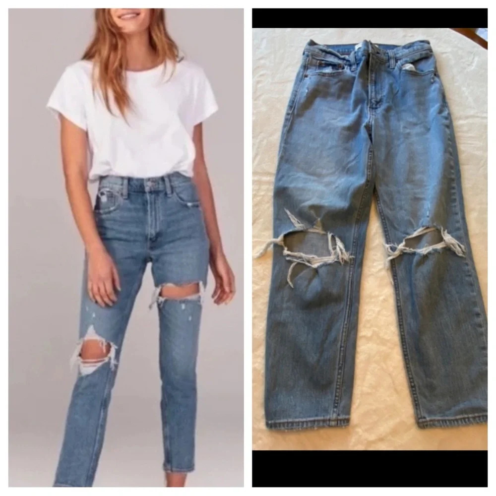 Abercrombie & Fitch The Mom High Rise Ripped Jean, 16860